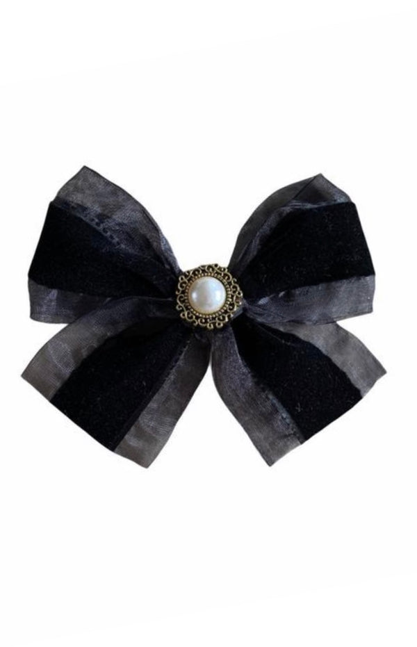 Black Short Embellished Bow