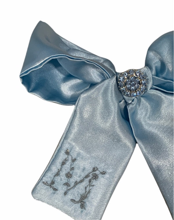 Sky Mist Embellished Personalized Bow