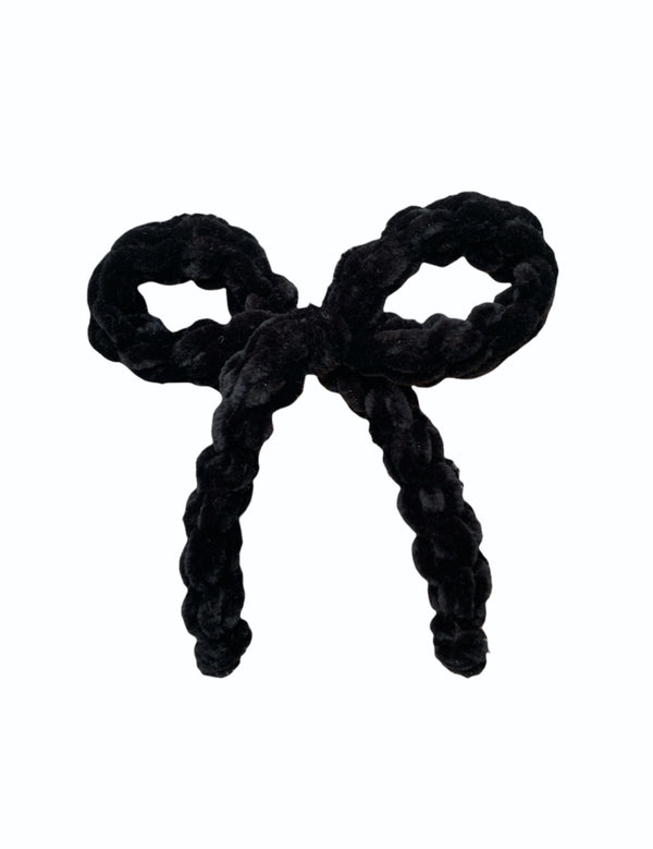 Velvet Knit Black Bow