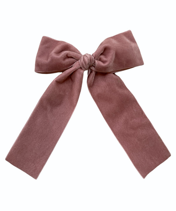 Antique Pink Long Velvet Bow