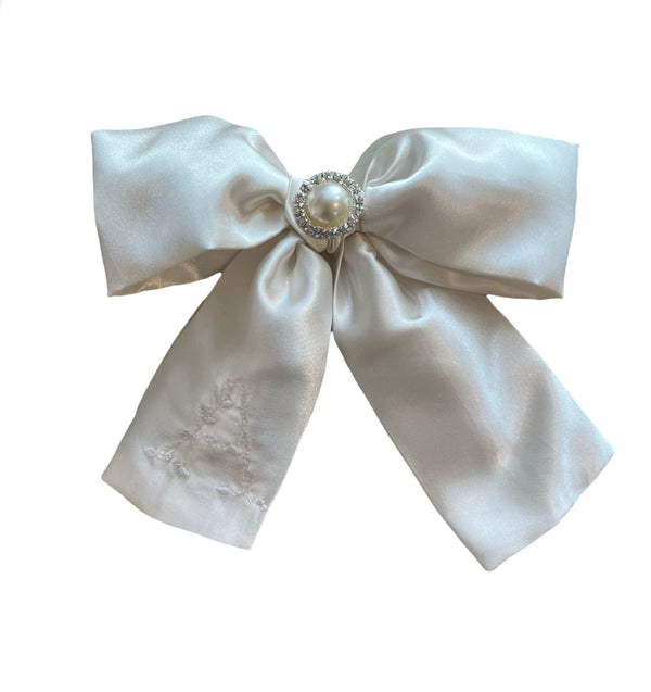 White Dove Personalized Embellished Bow
