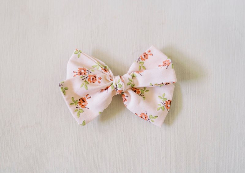 Pink Rose Floral Bow Midi