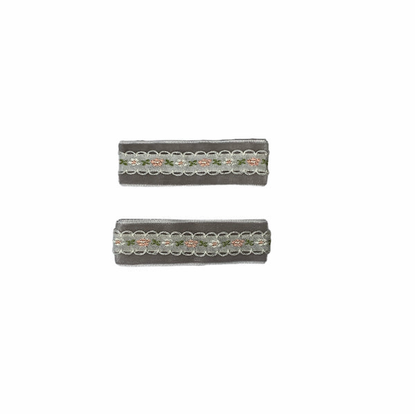 Grey Floral Clips