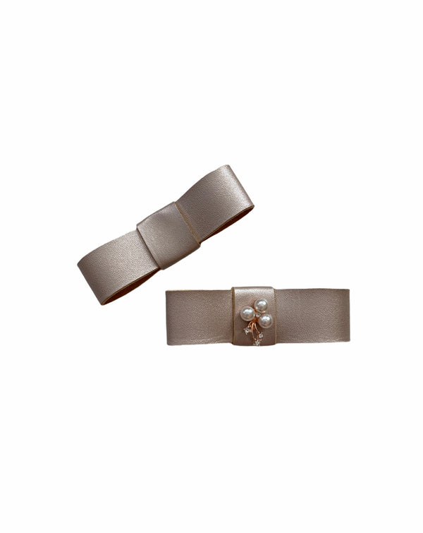 Pink Faux Leather Bow