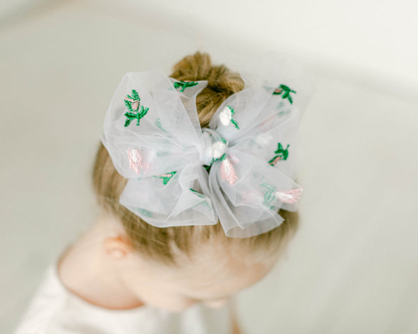 Tulle Embroidered Fluff Bow