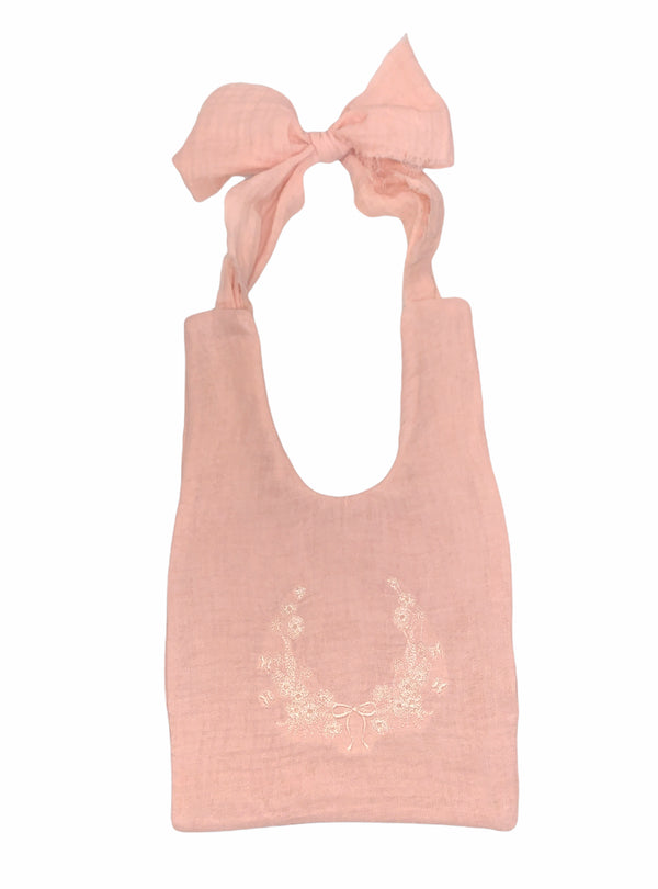 Embroidered Crown Bow Bib