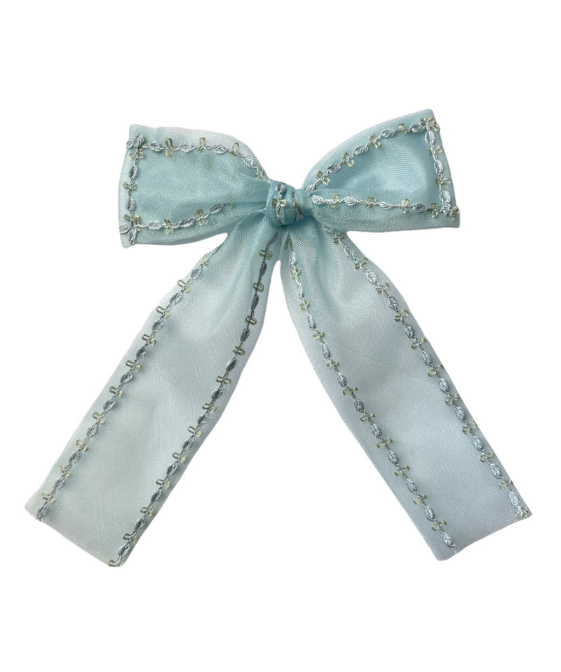 Blue French Floral Bow