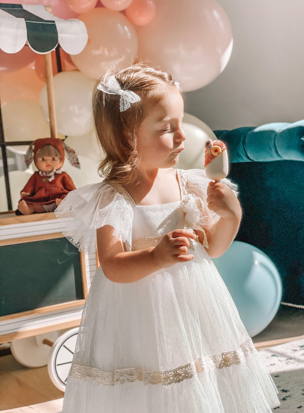 Single pearl lace mini set