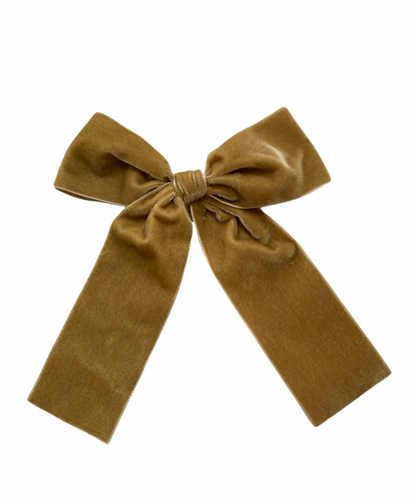 Antique Gold Long Velvet Bow