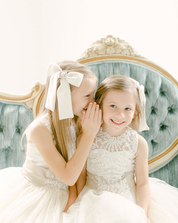 White Long Embellished Bow