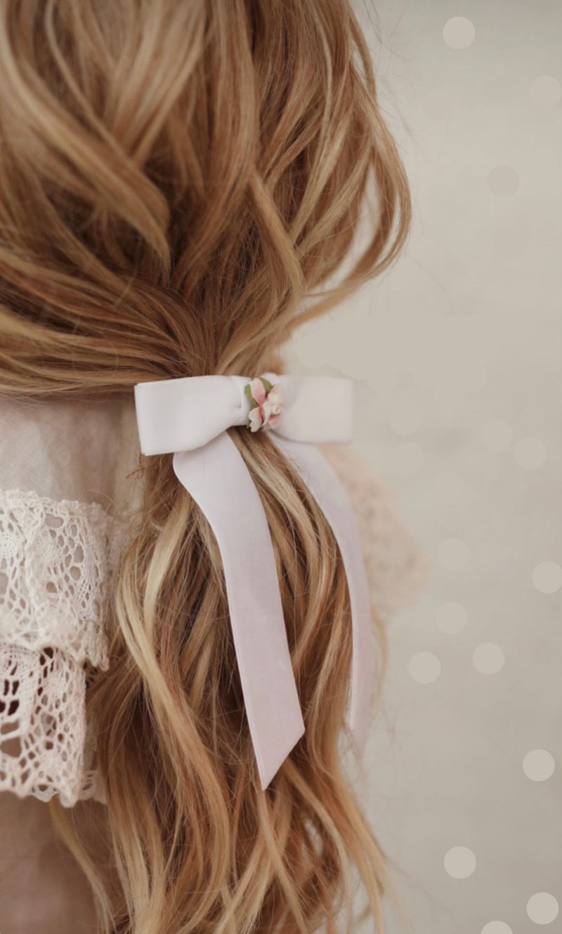 White Rose Ribbon Bow