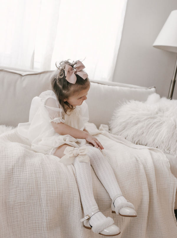 Tan embellished midi bow