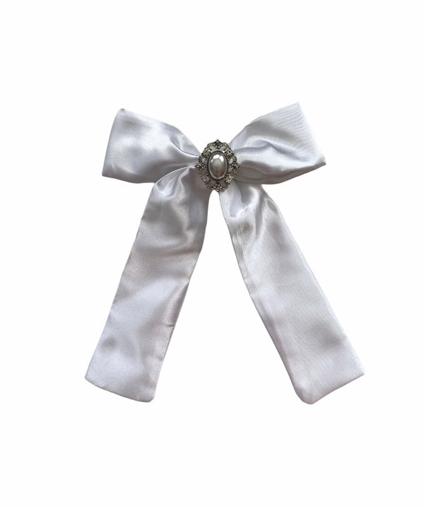 White Long Embellished Bow
